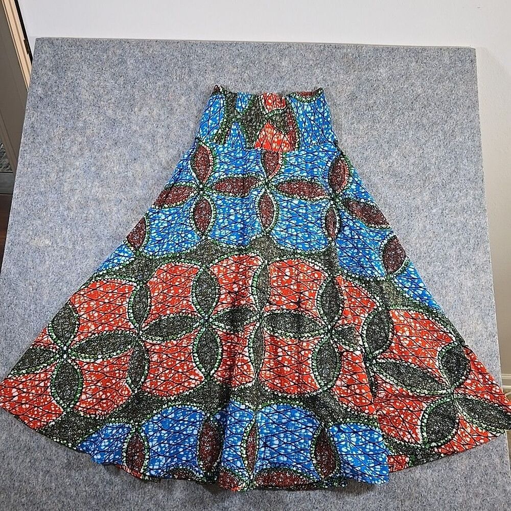 Kamanga Sz S / M High Waist Maxi Skirt African Long Skirt Elastic Waist Zambia